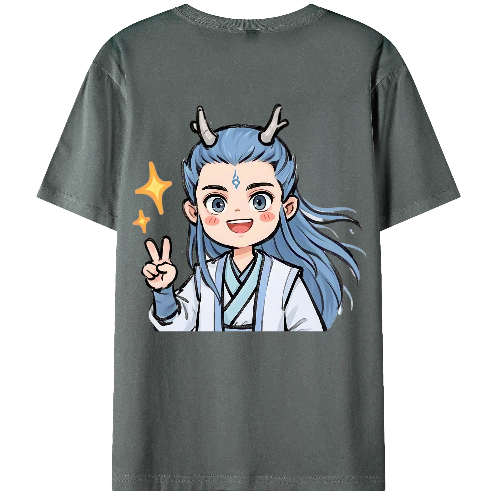 （画像用） Ne Zha 2 ナタ 魔童の大暴れ 綿100％半袖Tシャツ（背面プリント）
